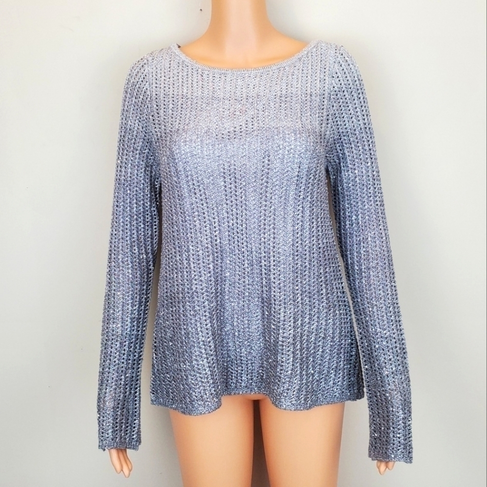 White House black market grey knit long sleeve sweater Size S